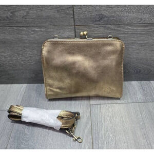 Patricia Nash Leather Amari Frame Crossbody bag Antique Gold A684289
